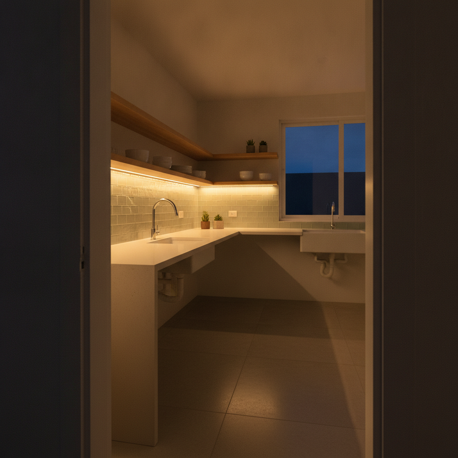 Cocina en calma de noche