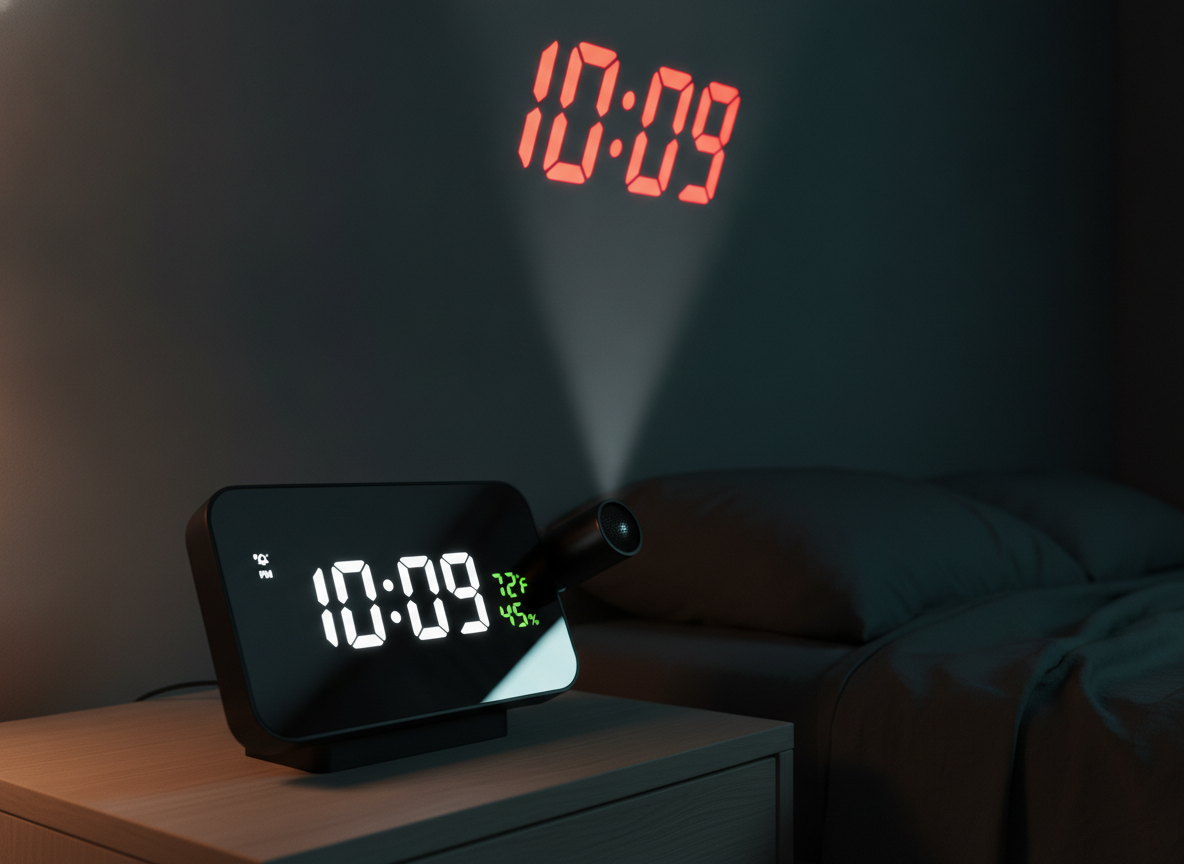 La hora proyectada nítida en el techo