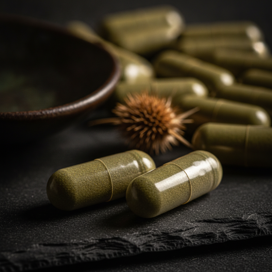 Capsulas vegetales verdes del suplemento