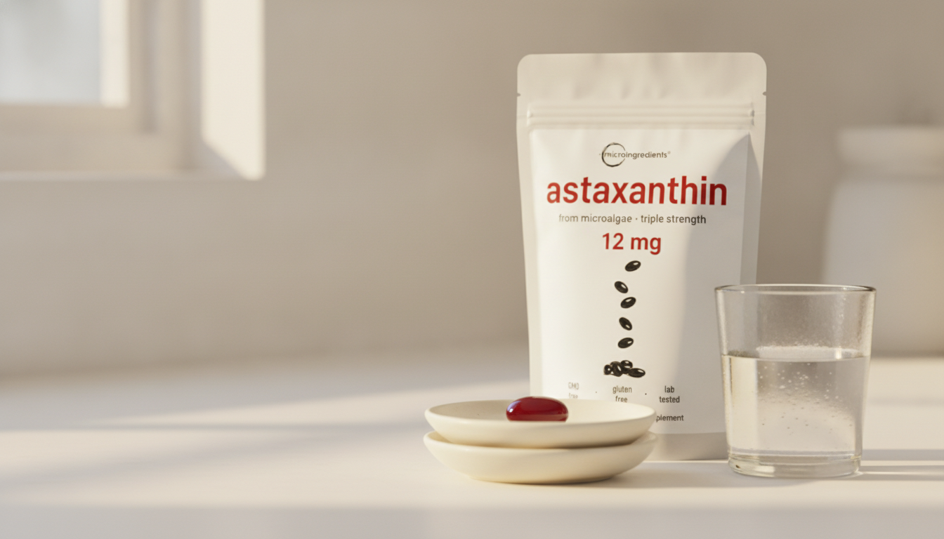 La bolsa de astaxantina en la cocina por la manana