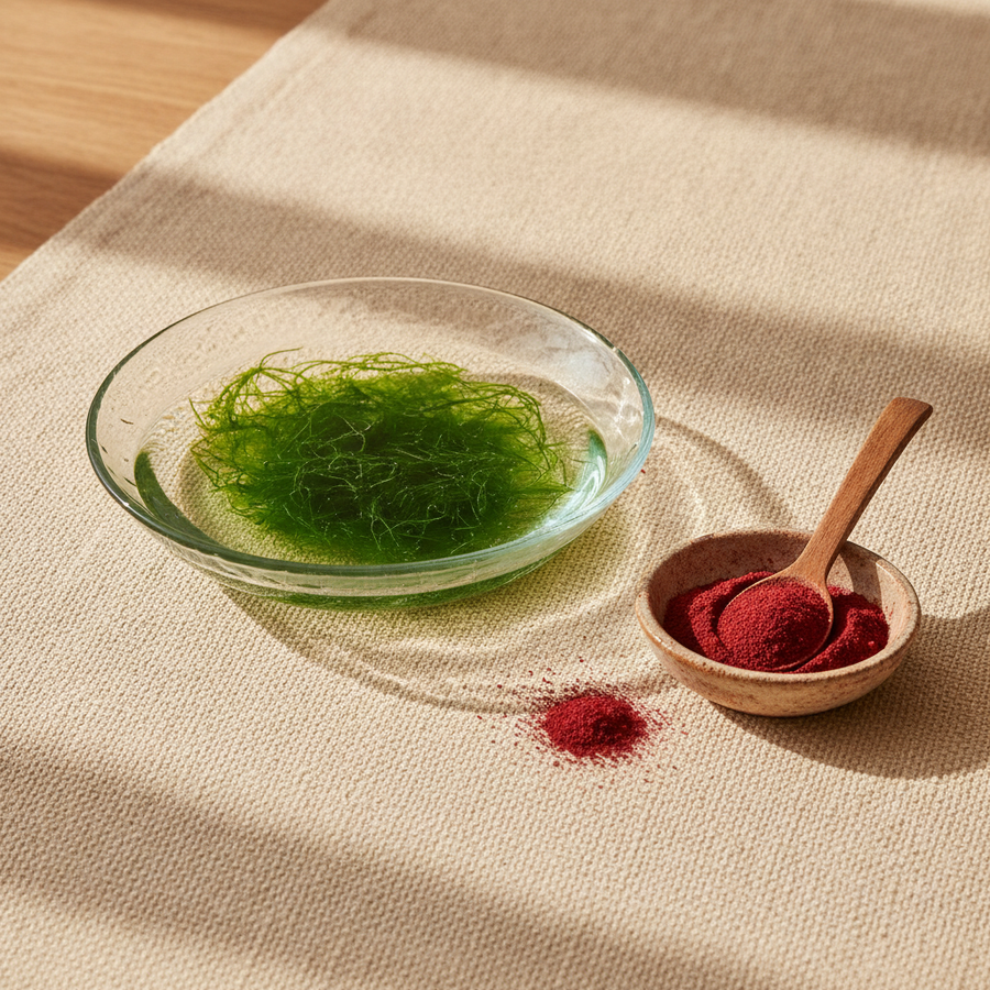 La microalga verde y el polvo rojo de astaxantina