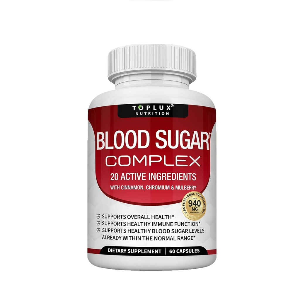 Frasco de Blood Sugar Complex Toplux, 60 cápsulas, etiqueta real