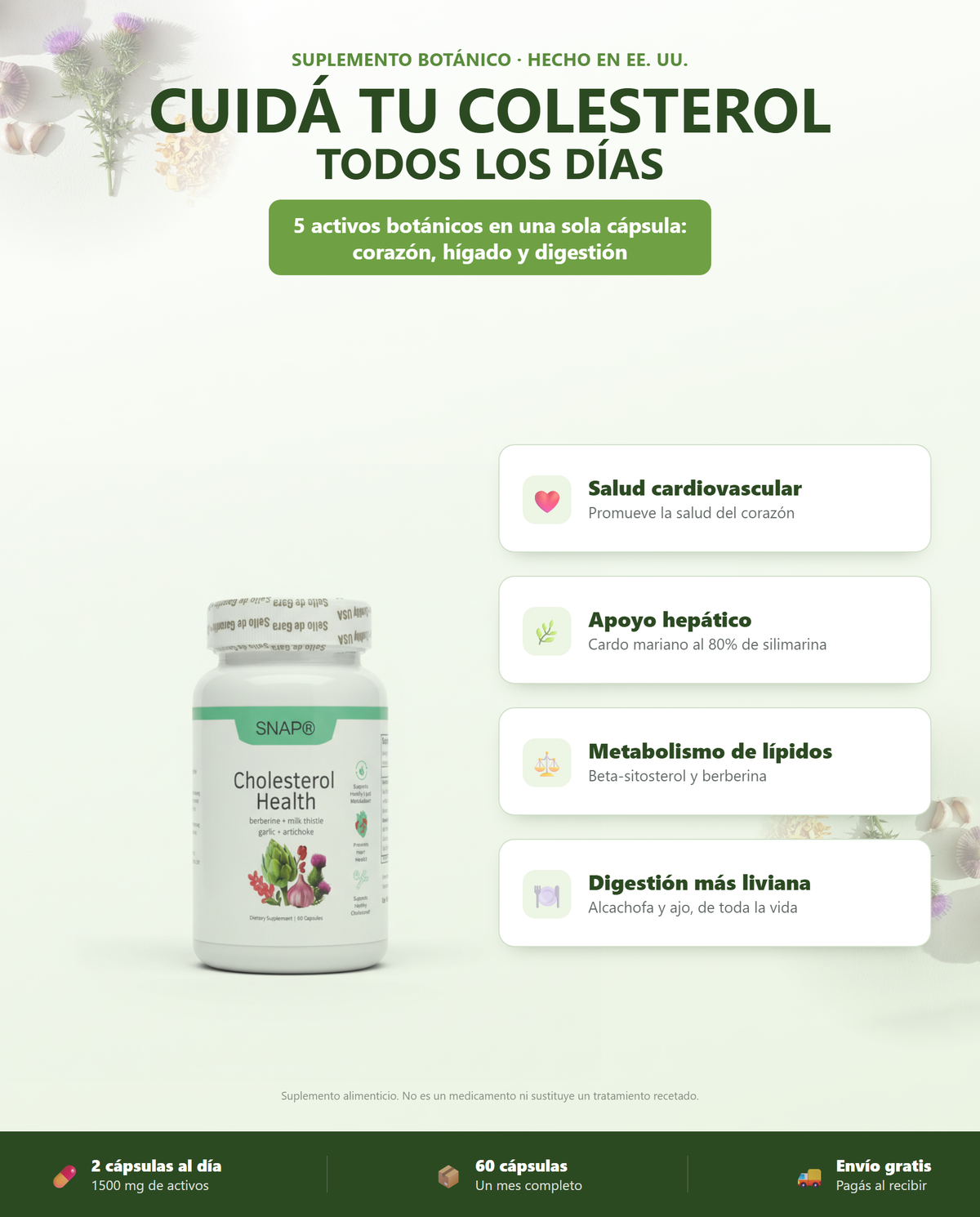 Cuidá tu colesterol todos los días: 5 activos botánicos para corazón, hígado y digestión