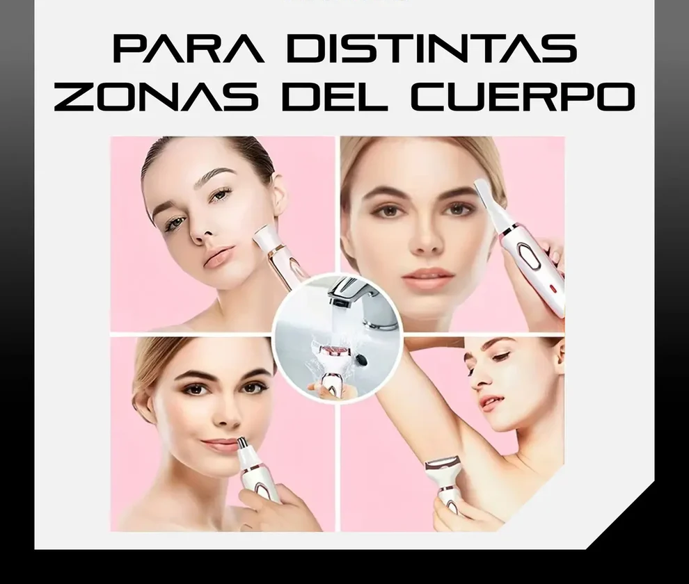 El aparato usándose en distintas zonas del rostro y del cuerpo