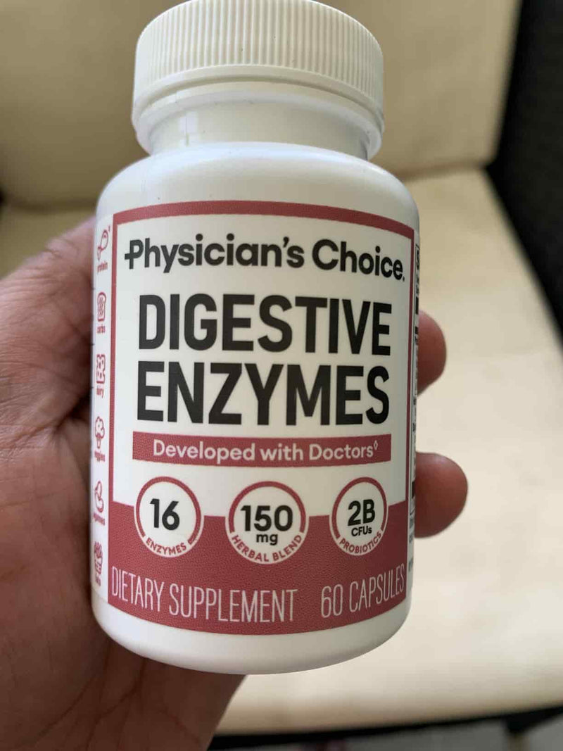 Frasco de enzimas digestivas recien recibido en casa