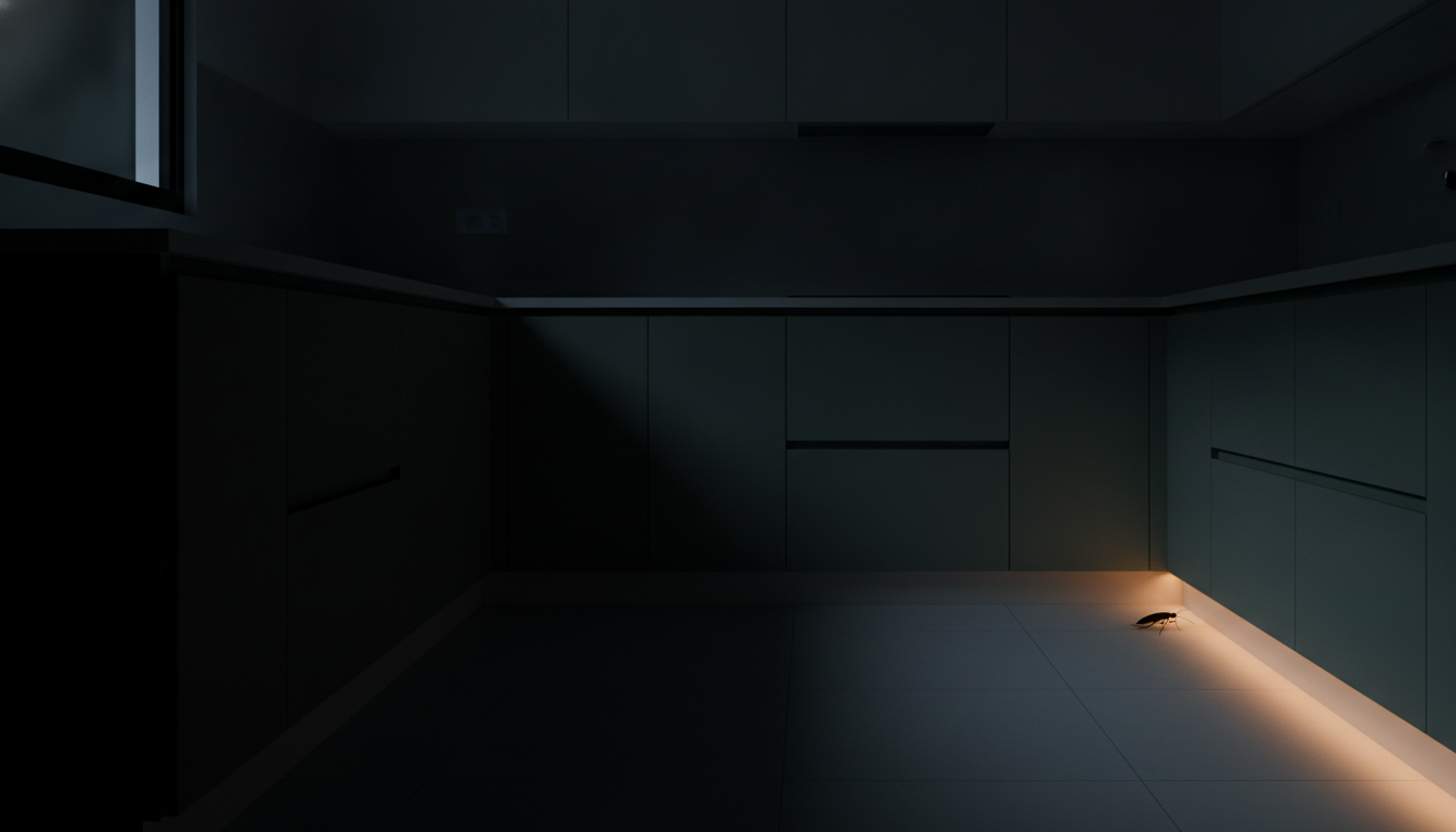 Cocina a oscuras de noche