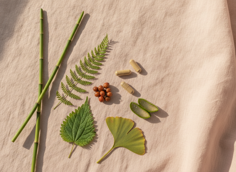 Bambu, cola de caballo, ortiga, ginkgo y aloe