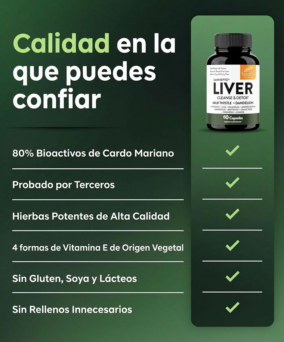 Calidad en la que puedes confiar: 80% bioactivos de cardo mariano