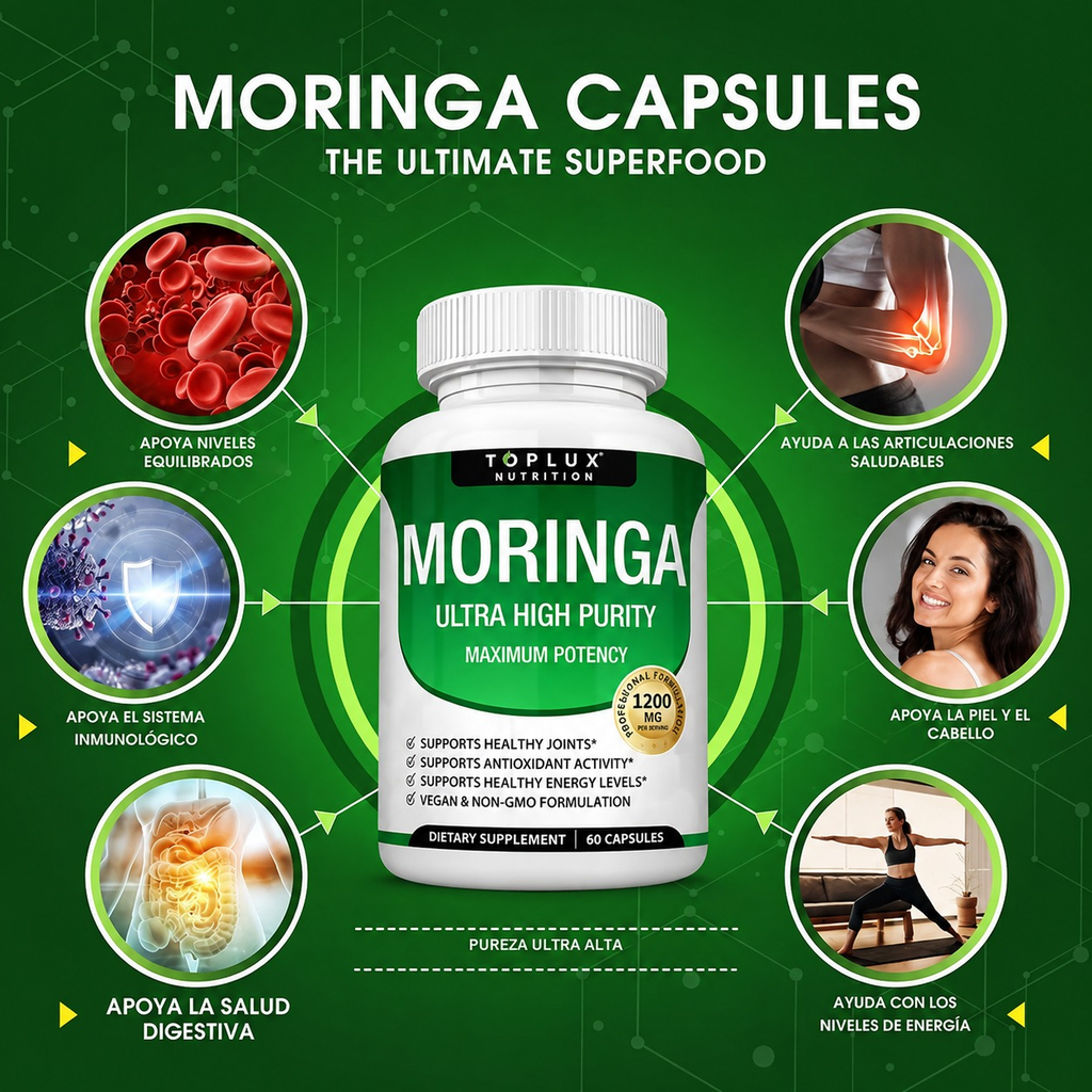 Seis apoyos de la moringa: inmune, digestiva, articulaciones, piel, energía