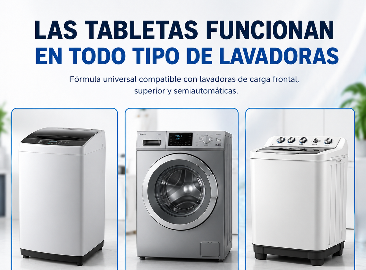 Las pastillas funcionan en lavadoras de tambor, pulsador y semiautomáticas