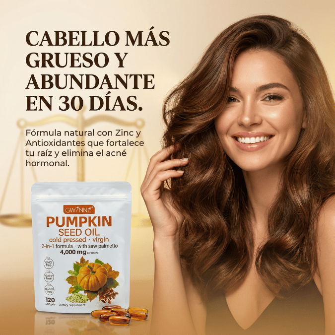Cabello más grueso y abundante con la fórmula de calabaza y saw palmetto