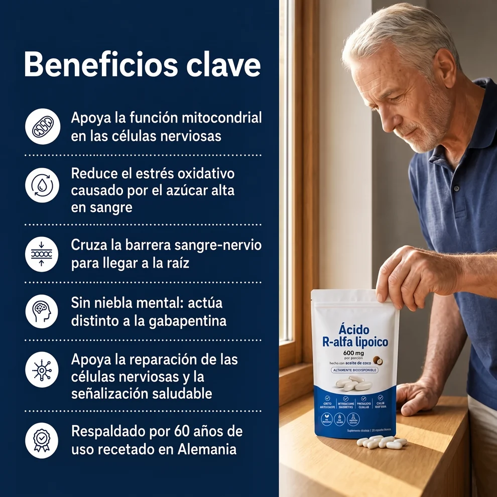 Beneficios clave del &aacute;cido R-alfa lipoico seg&uacute;n el fabricante
