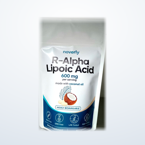 Bolsa de Ácido R-Alfa Lipoico 600 mg de noverly, 60 cápsulas blandas