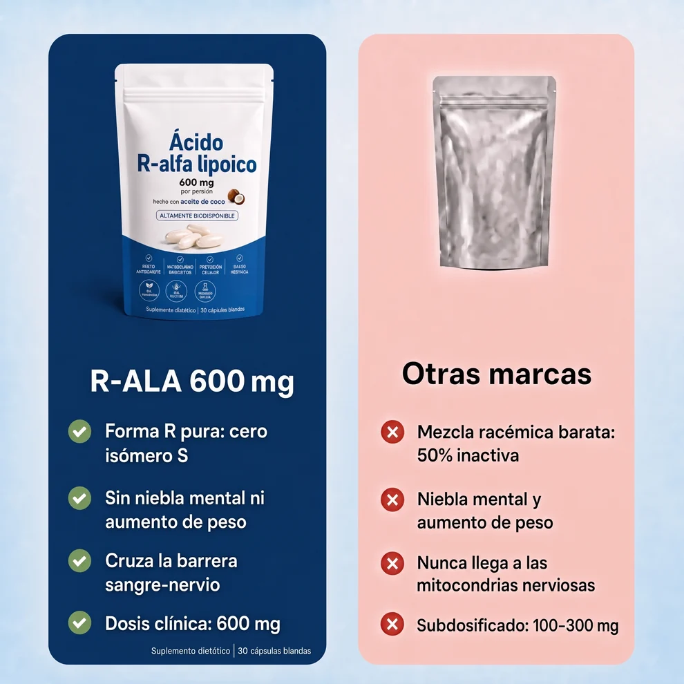 R-ALA 600 mg en forma R frente a las mezclas rac&eacute;micas corrientes