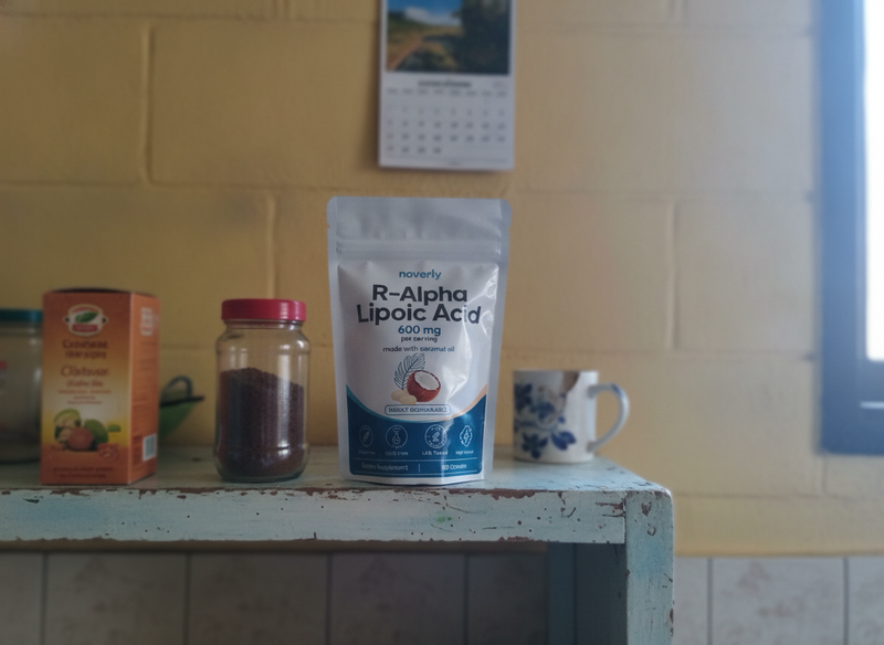 La bolsa del suplemento en la repisa de la cocina junto al caf&eacute;