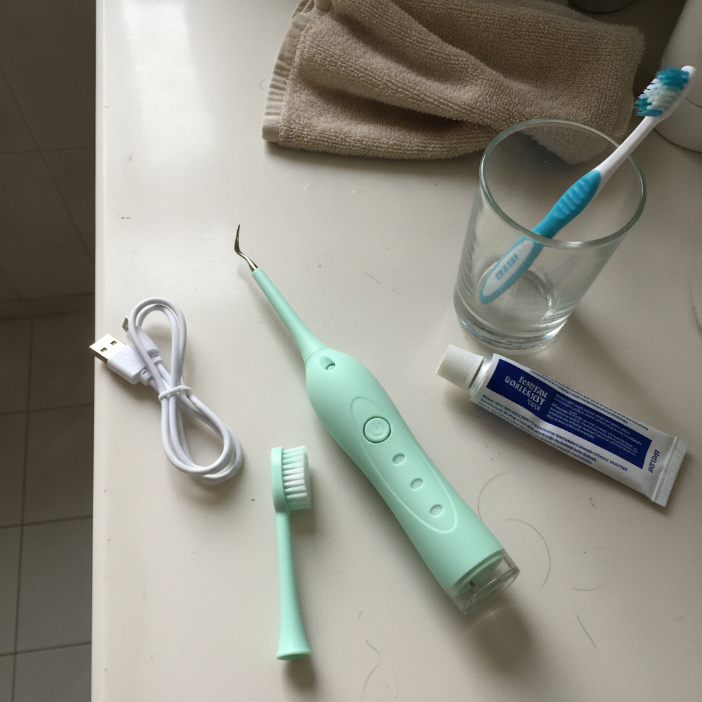 El kit sobre el lavamanos, listo para usar