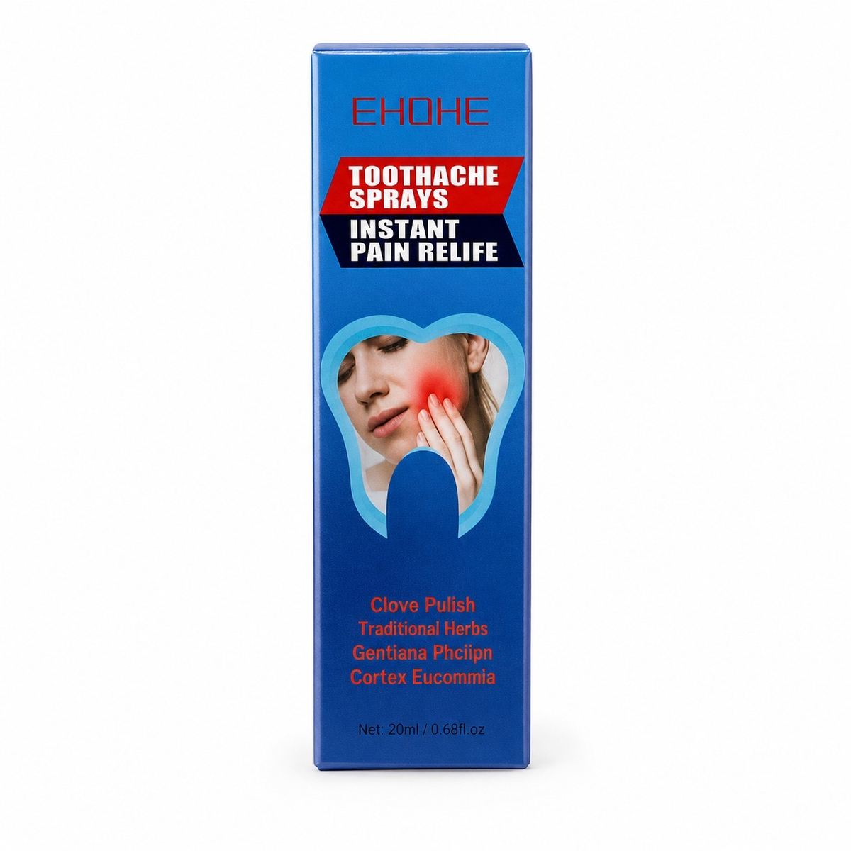 Caja del spray para el dolor dental EHOHE de 20 ml