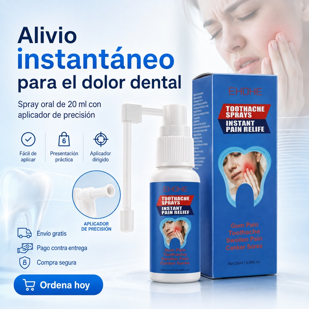 Spray oral de 20 ml: alivia el dolor de muelas, calma encías y ayuda con aftas y llagas
