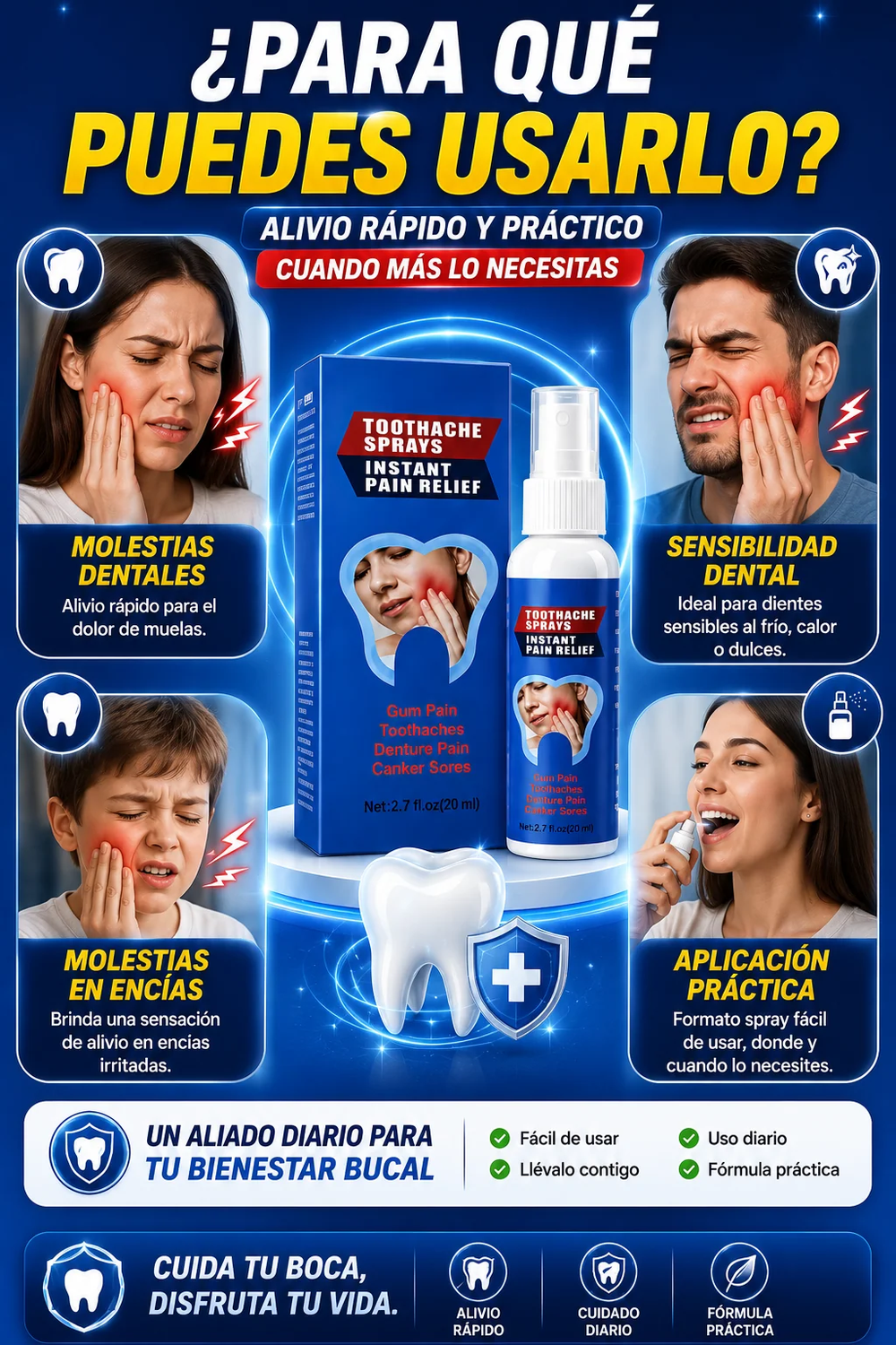 L&aacute;mina del fabricante: para qu&eacute; puede usarse el spray dental