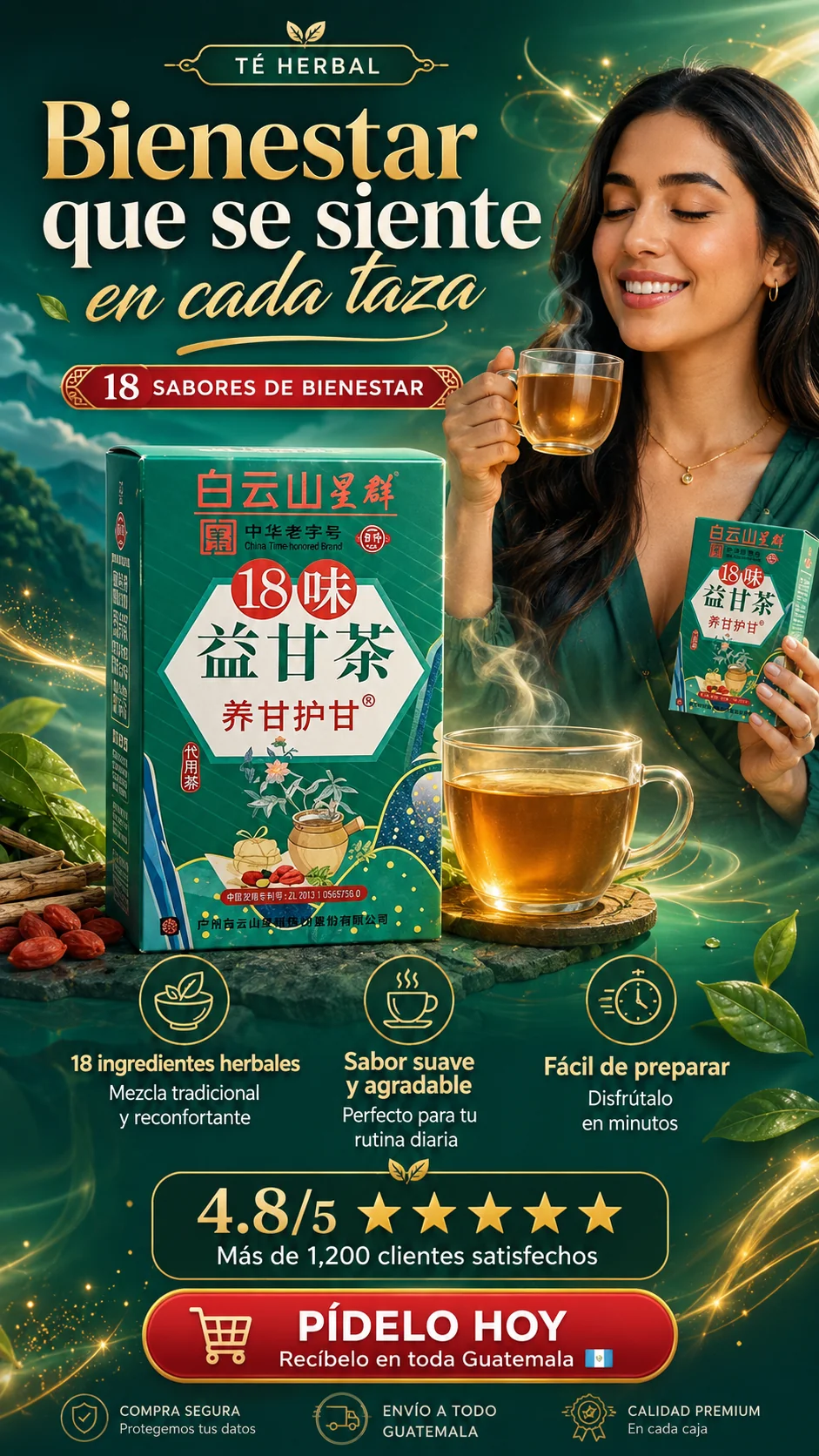 Bienestar en cada taza: 18 hierbas, sabor suave, fácil de preparar