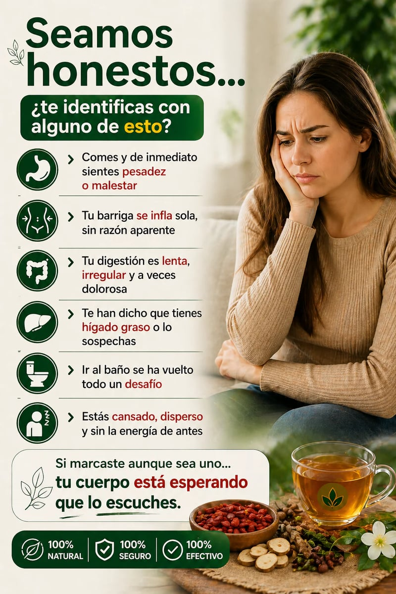 Lista de señales: pesadez, barriga inflada, digestión lenta y cansancio